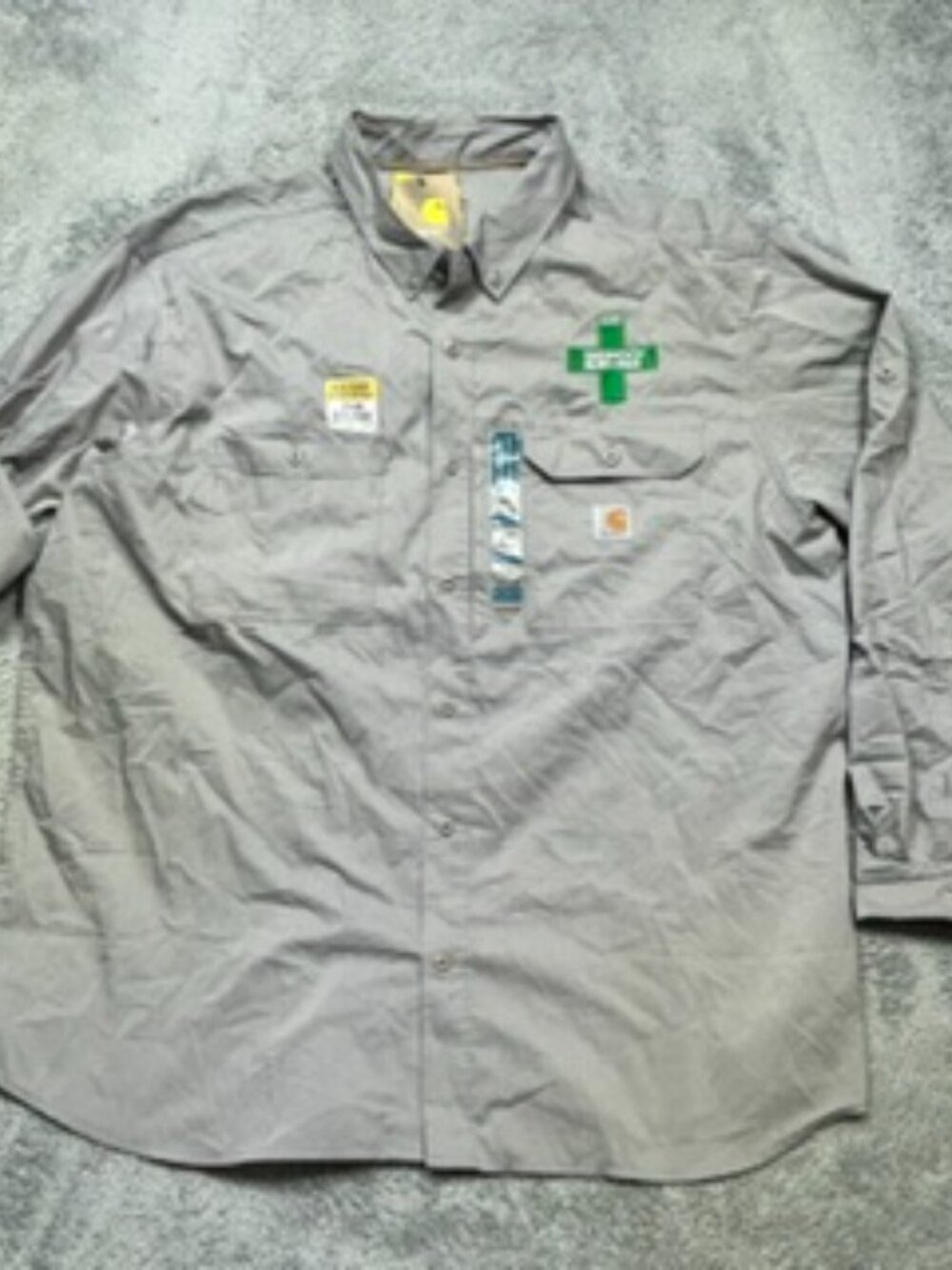 Carhartt Shirt Men's 2XL Gray Force Ridgefield Vented Long Sleeve CO LOGO NEW